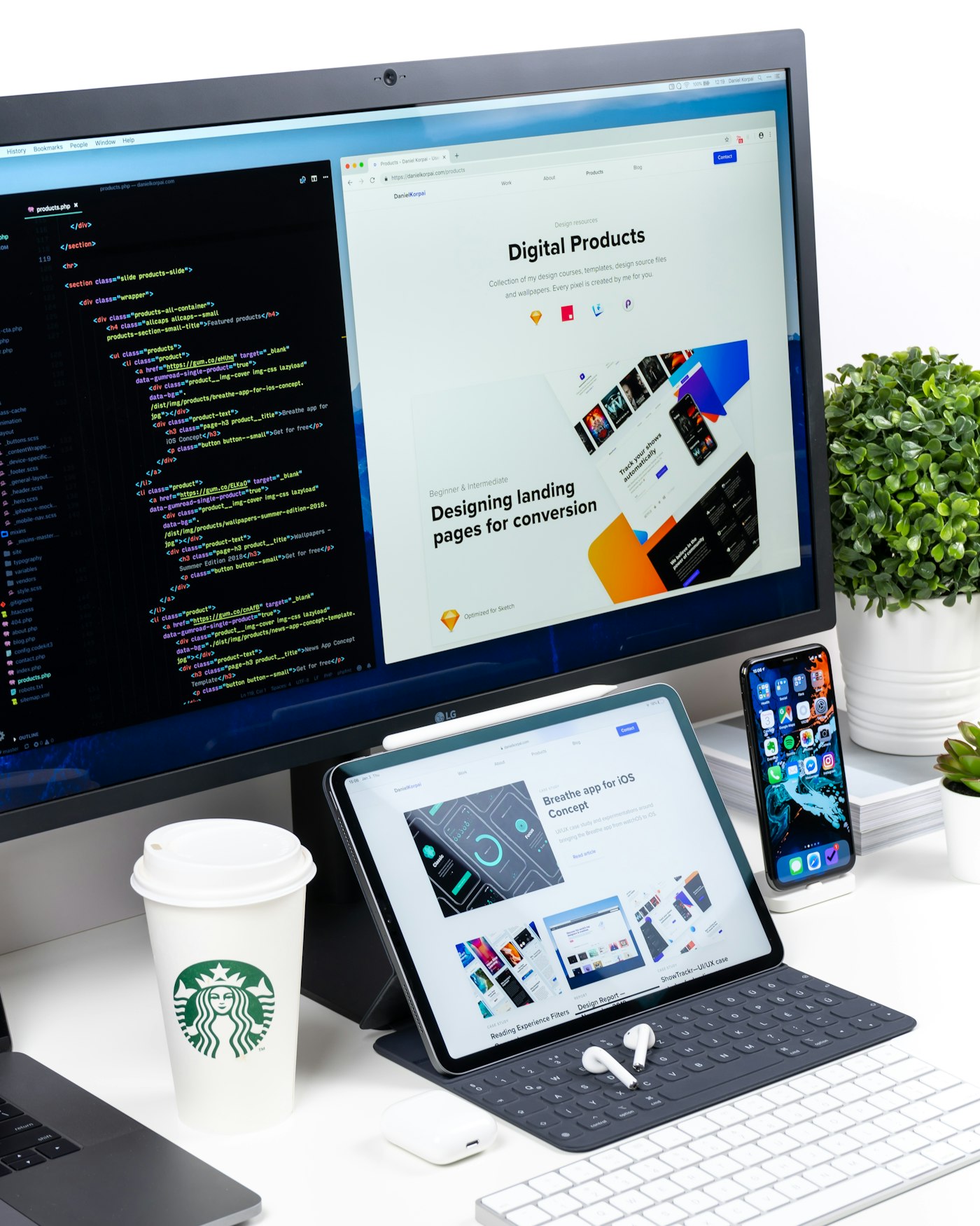 Professional web design on modern screens with clean UI