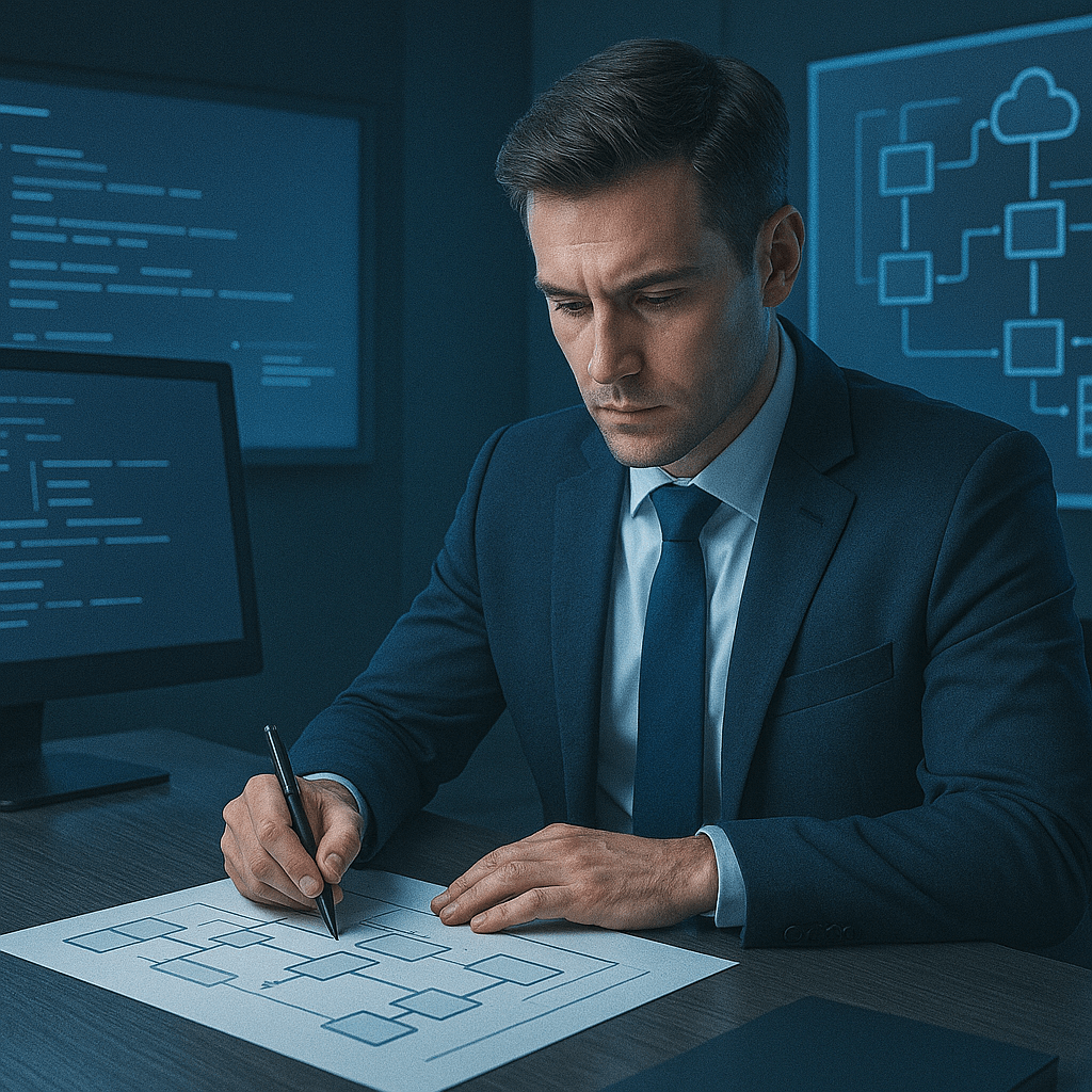 Profesional evaluando necesidades y objetivos de un proyecto tecnológico - Digital All Services